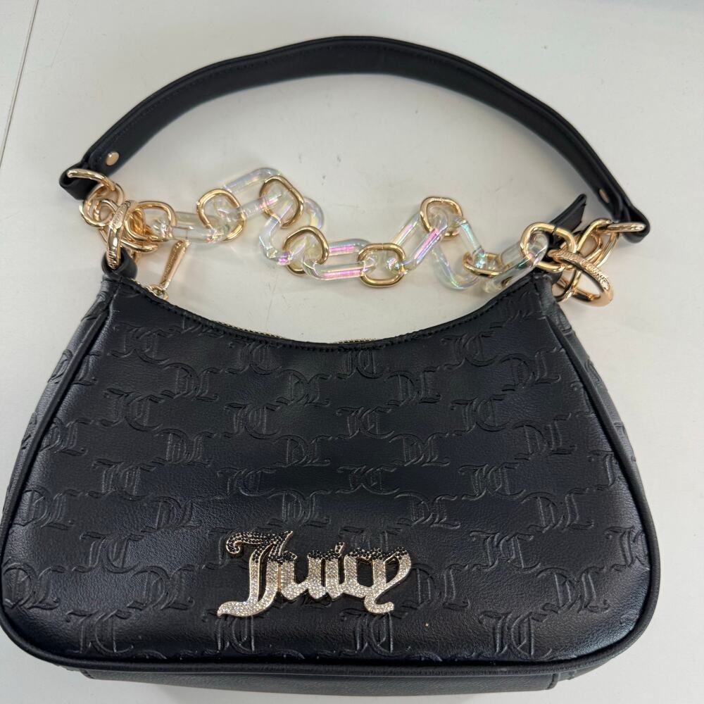 JUICY COUTURE Bling Bling Chain Shoulder Bag Black Liquorice